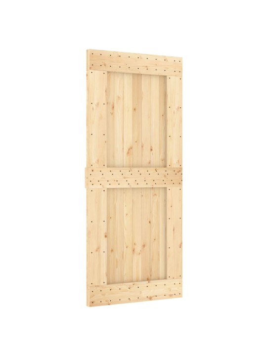 Posuvné dveře s kováním 90 x 210 cm masivní borové dřevo