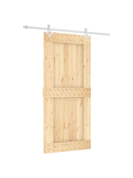 Posuvné dveře s kováním 95 x 210 cm masivní borové dřevo
