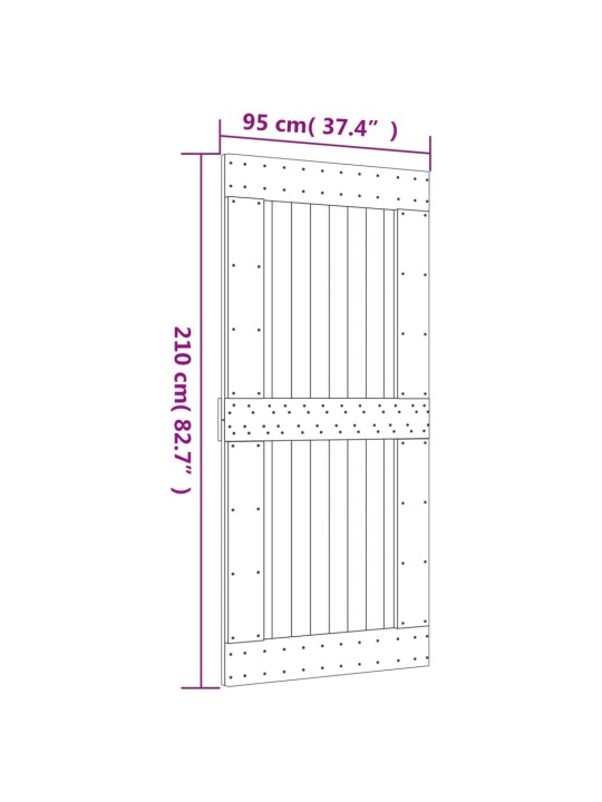 Posuvné dveře s kováním 95 x 210 cm masivní borové dřevo