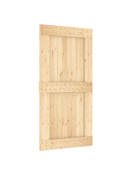 Posuvné dveře s kováním 100 x 210 cm masivní borové dřevo