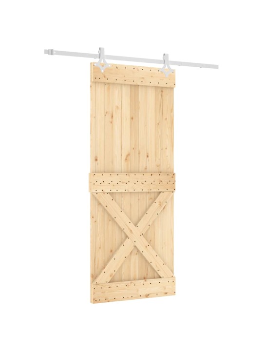 Posuvné dveře s kováním 85 x 210 cm masivní borové dřevo