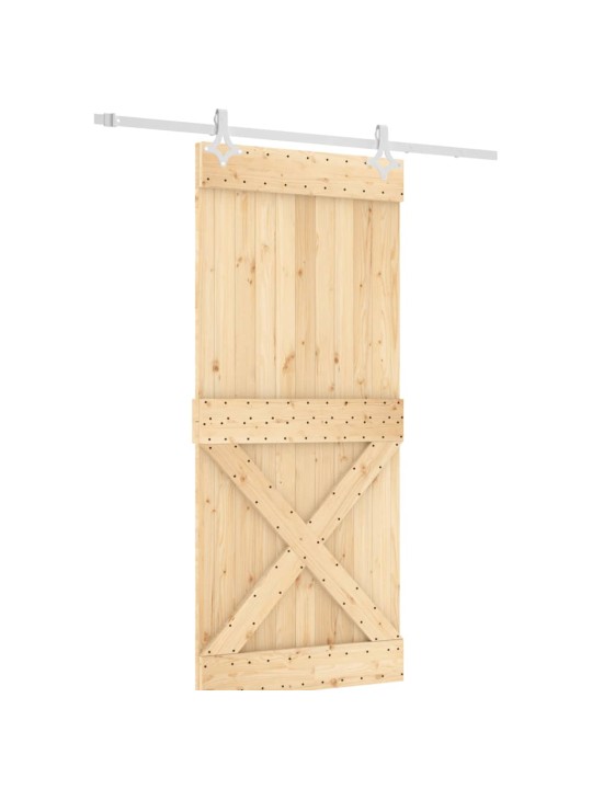Posuvné dveře s kováním 90 x 210 cm masivní borové dřevo