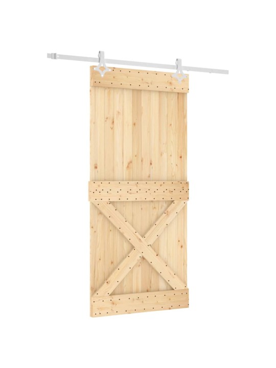 Posuvné dveře s kováním 95 x 210 cm masivní borové dřevo