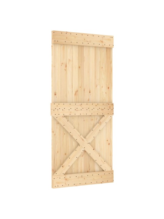 Posuvné dveře s kováním 95 x 210 cm masivní borové dřevo