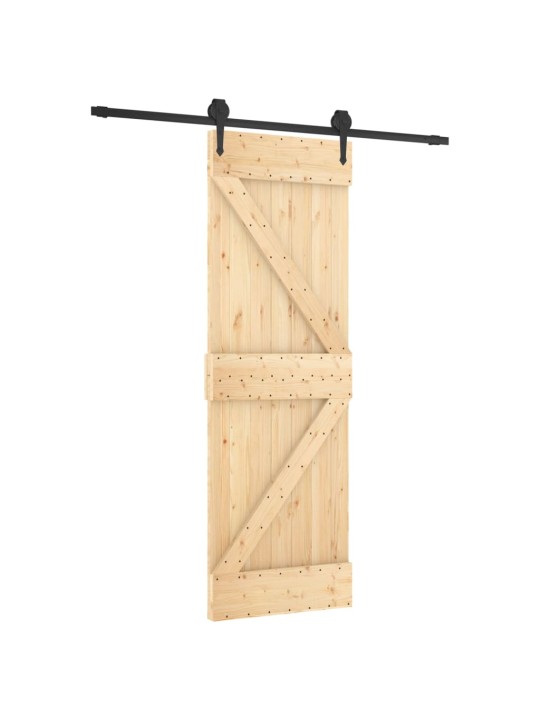 Posuvné dveře s kováním 70 x 210 cm masivní borové dřevo