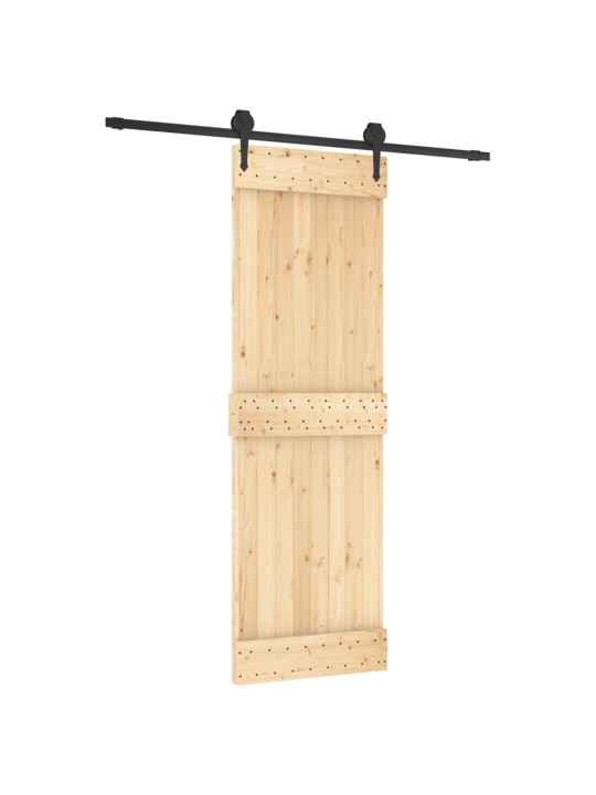 Posuvné dveře s kováním 70 x 210 cm masivní borové dřevo