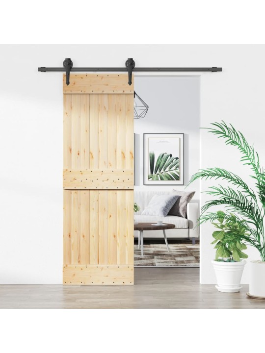 Posuvné dveře s kováním 70 x 210 cm masivní borové dřevo
