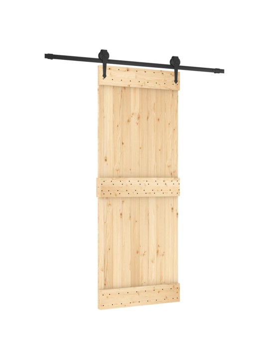 Posuvné dveře s kováním 80 x 210 cm masivní borové dřevo