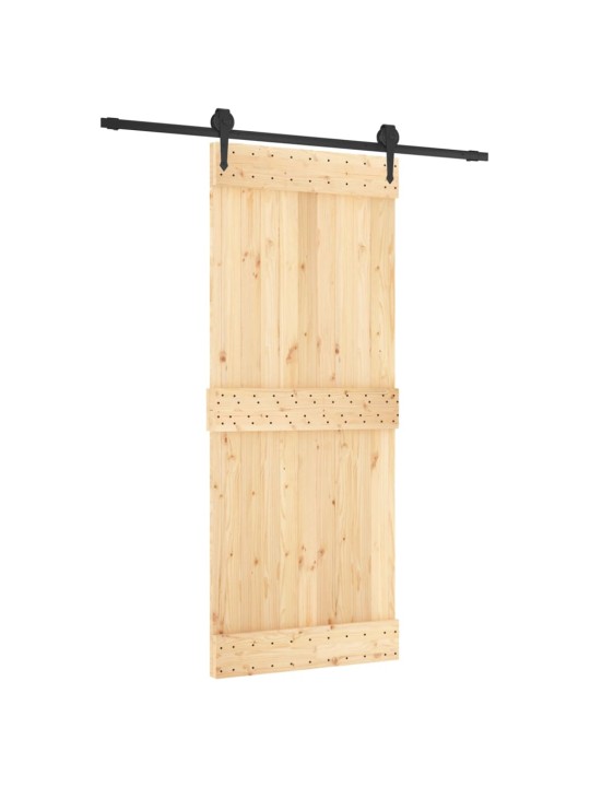 Posuvné dveře s kováním 85 x 210 cm masivní borové dřevo