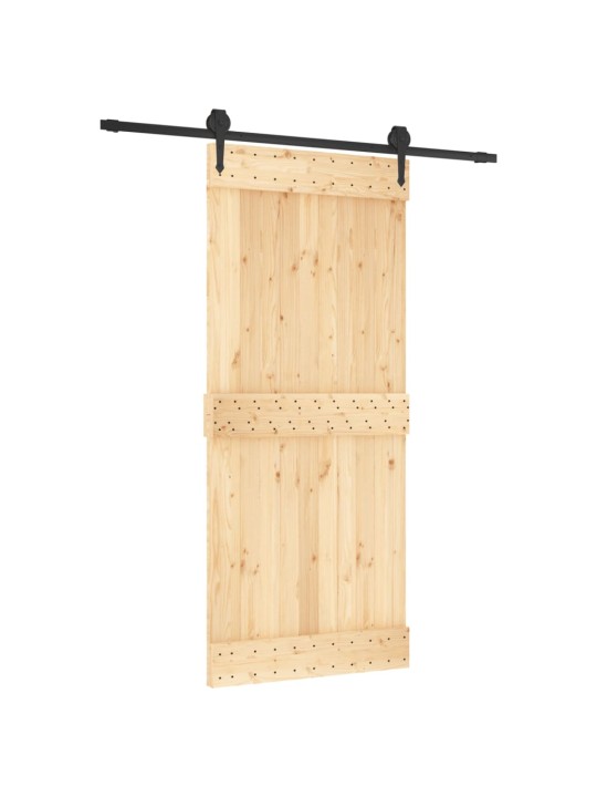 Posuvné dveře s kováním 90 x 210 cm masivní borové dřevo