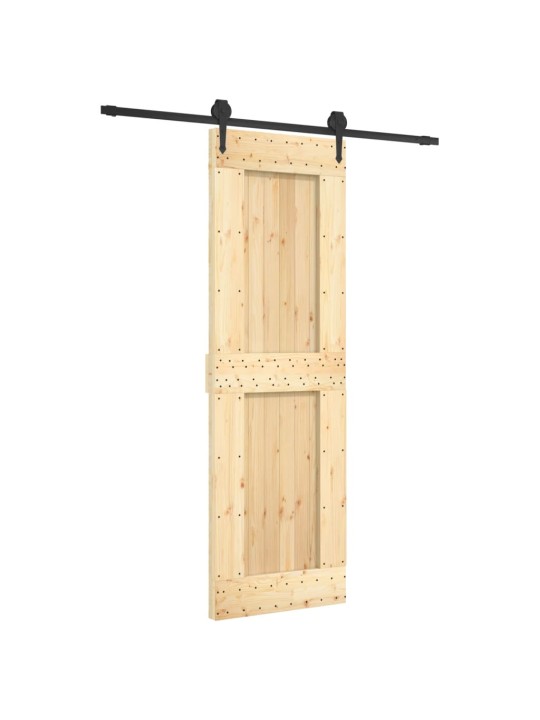 Posuvné dveře s kováním 70 x 210 cm masivní borové dřevo