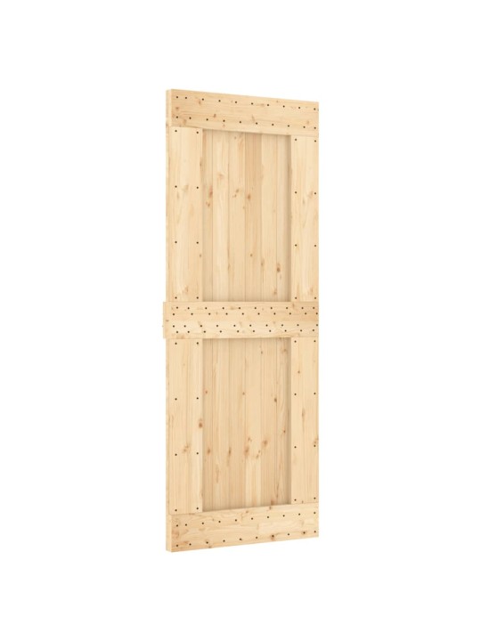 Posuvné dveře s kováním 80 x 210 cm masivní borové dřevo
