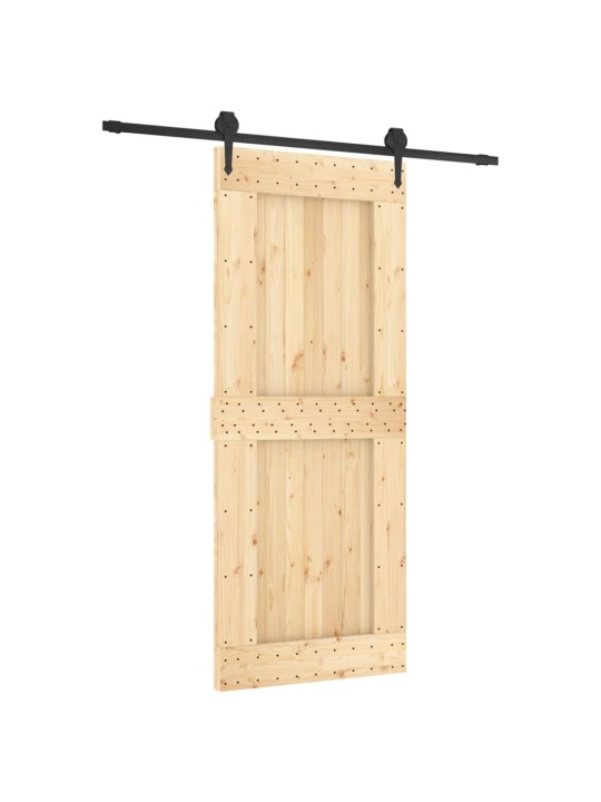 Posuvné dveře s kováním 85 x 210 cm masivní borové dřevo