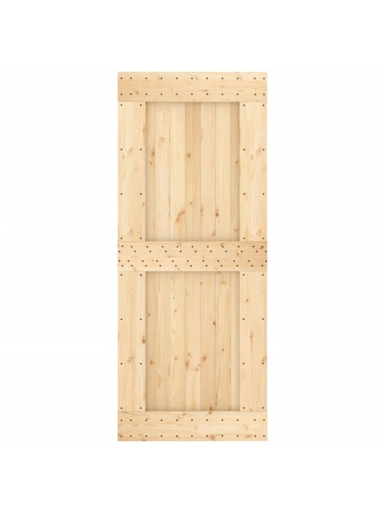 Posuvné dveře s kováním 85 x 210 cm masivní borové dřevo