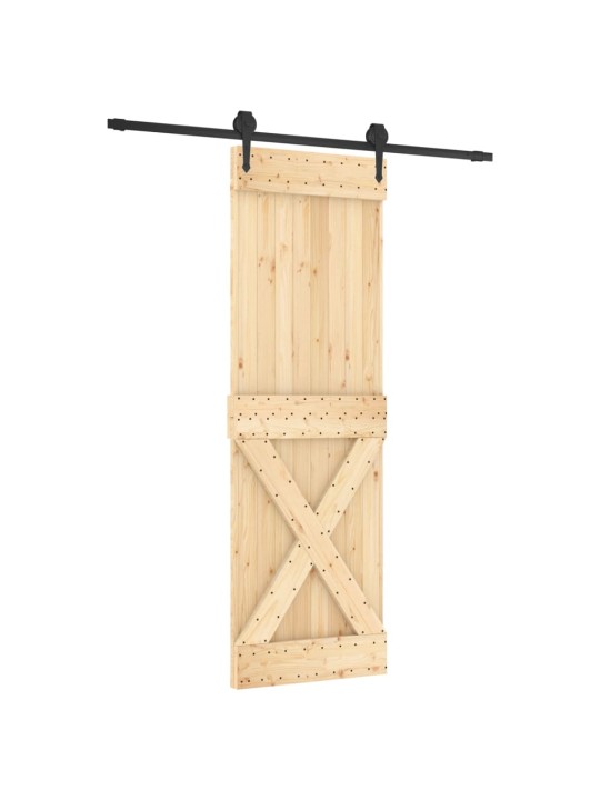 Posuvné dveře s kováním 70 x 210 cm masivní borové dřevo