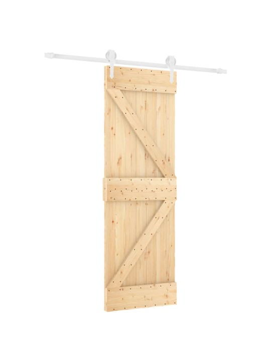 Posuvné dveře s kováním 70 x 210 cm masivní borové dřevo