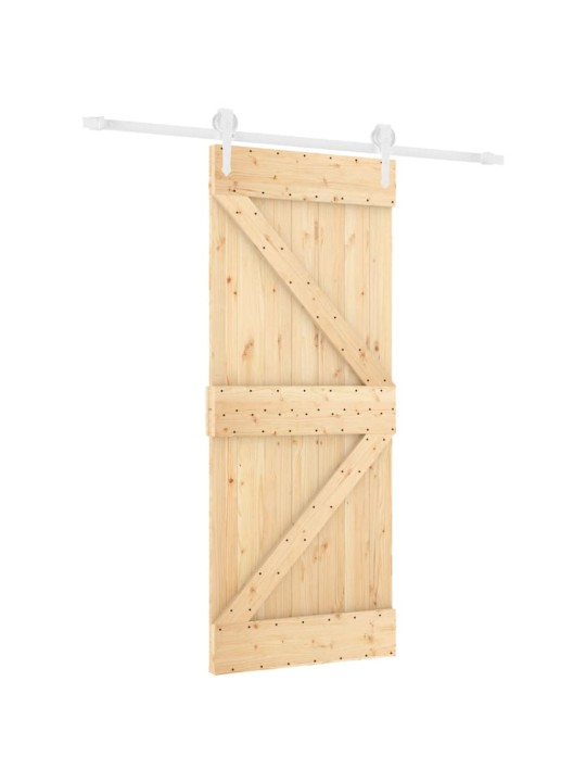 Posuvné dveře s kováním 85 x 210 cm masivní borové dřevo