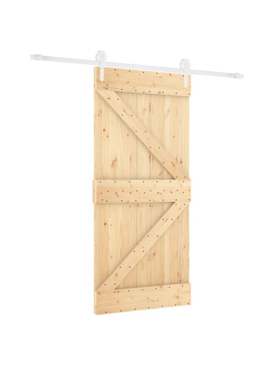 Posuvné dveře s kováním 90 x 210 cm masivní borové dřevo