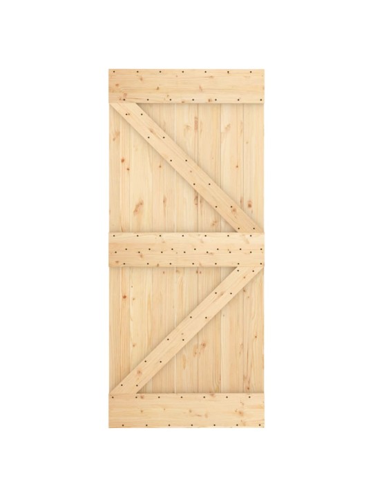 Posuvné dveře s kováním 90 x 210 cm masivní borové dřevo