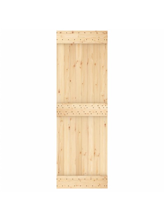 Posuvné dveře s kováním 70 x 210 cm masivní borové dřevo