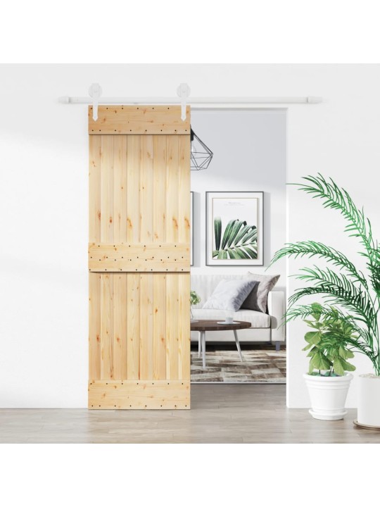 Posuvné dveře s kováním 70 x 210 cm masivní borové dřevo
