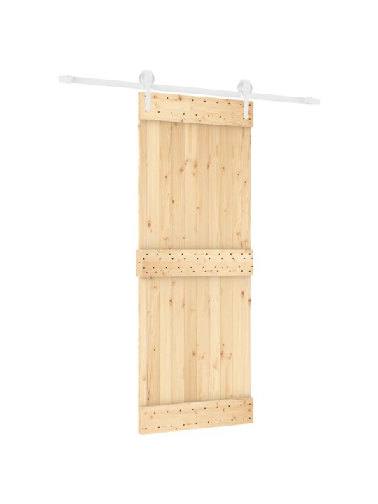 Posuvné dveře s kováním 80 x 210 cm masivní borové dřevo