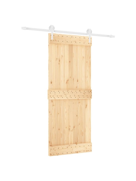 Posuvné dveře s kováním 85 x 210 cm masivní borové dřevo