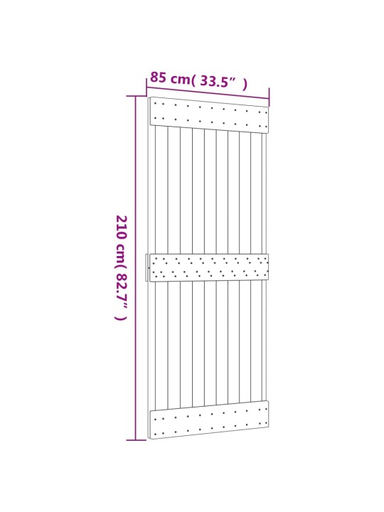 Posuvné dveře s kováním 85 x 210 cm masivní borové dřevo