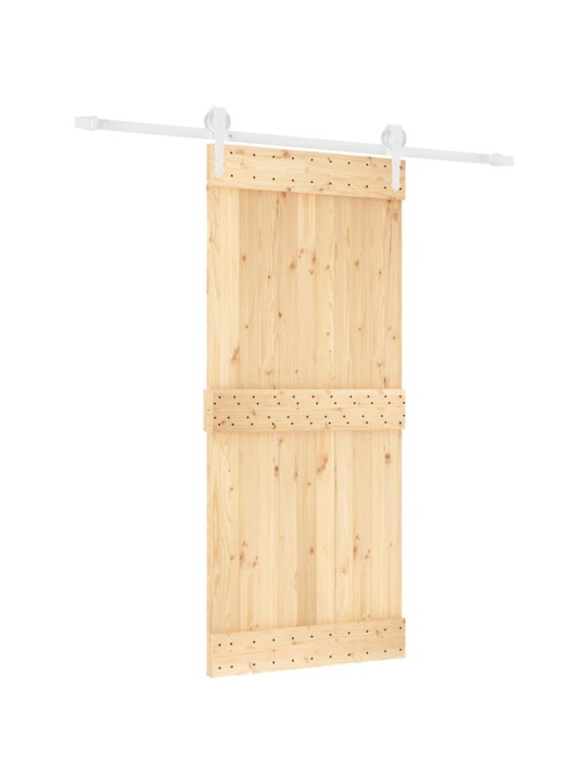Posuvné dveře s kováním 90 x 210 cm masivní borové dřevo