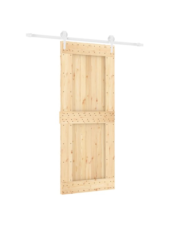 Posuvné dveře s kováním 85 x 210 cm masivní borové dřevo