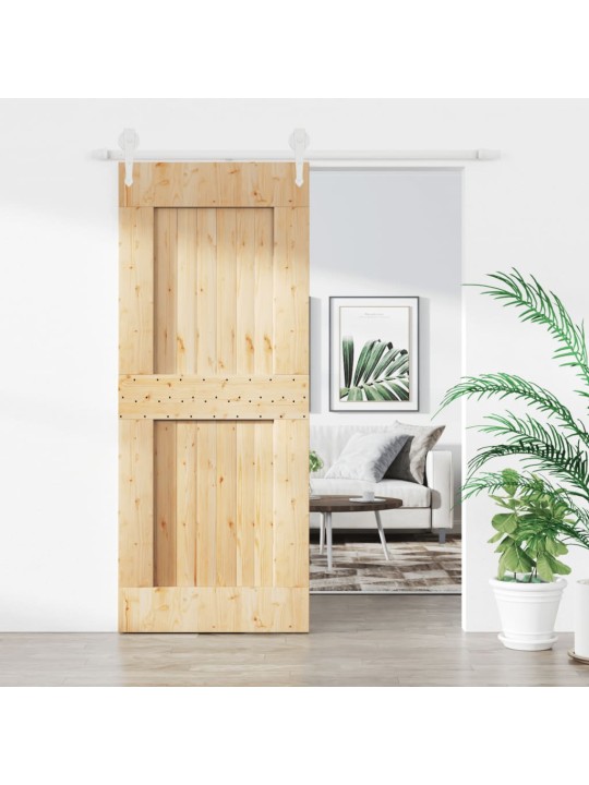 Posuvné dveře s kováním 85 x 210 cm masivní borové dřevo