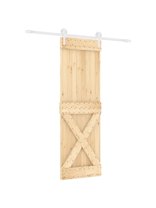 Posuvné dveře s kováním 70 x 210 cm masivní borové dřevo