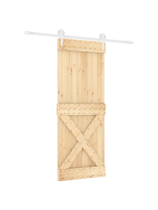 Posuvné dveře s kováním 80 x 210 cm masivní borové dřevo