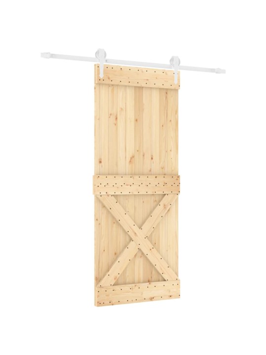 Posuvné dveře s kováním 85 x 210 cm masivní borové dřevo