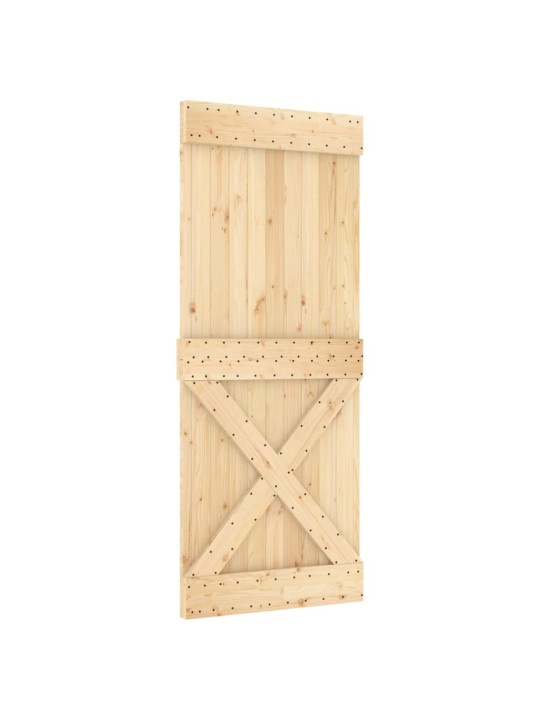 Posuvné dveře s kováním 85 x 210 cm masivní borové dřevo