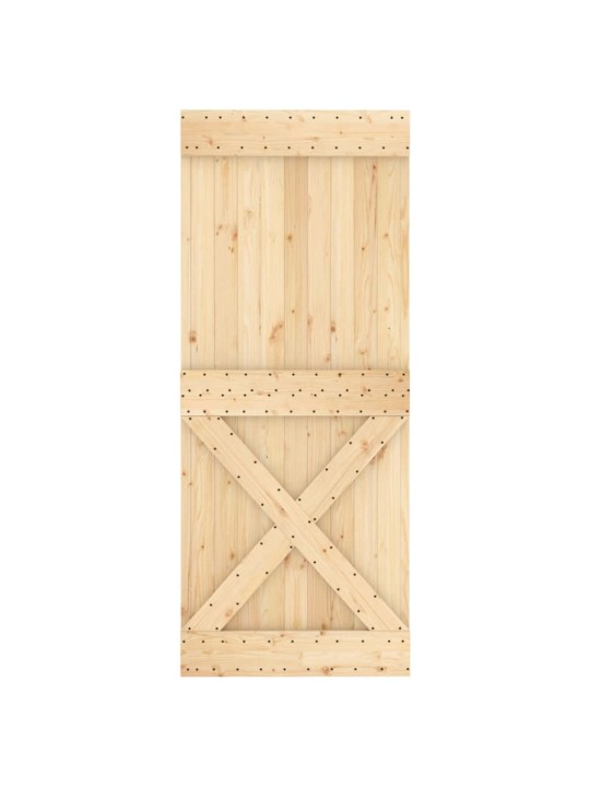 Posuvné dveře s kováním 85 x 210 cm masivní borové dřevo