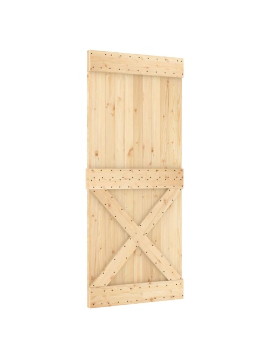 Posuvné dveře s kováním 90 x 210 cm masivní borové dřevo