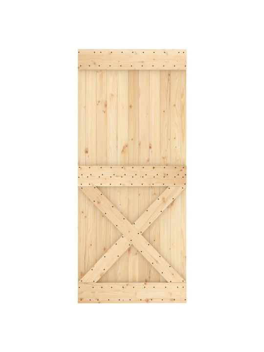 Posuvné dveře s kováním 90 x 210 cm masivní borové dřevo