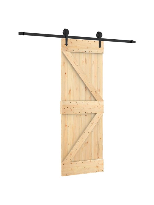 Posuvné dveře s kováním 70 x 210 cm masivní borové dřevo
