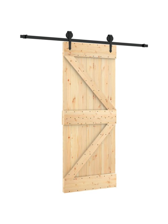 Posuvné dveře s kováním 85 x 210 cm masivní borové dřevo