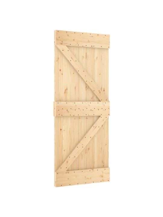 Posuvné dveře s kováním 85 x 210 cm masivní borové dřevo