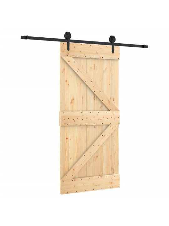 Posuvné dveře s kováním 95 x 210 cm masivní borové dřevo