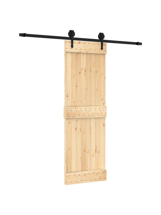 Posuvné dveře s kováním 70 x 210 cm masivní borové dřevo