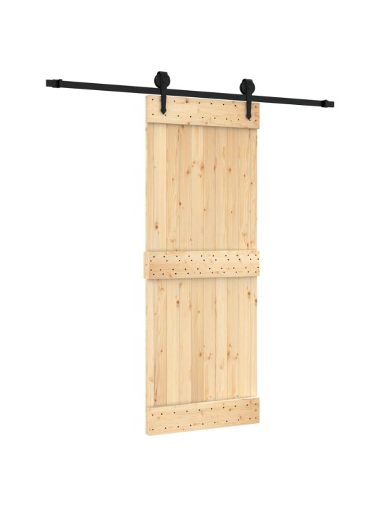 Posuvné dveře s kováním 80 x 210 cm masivní borové dřevo
