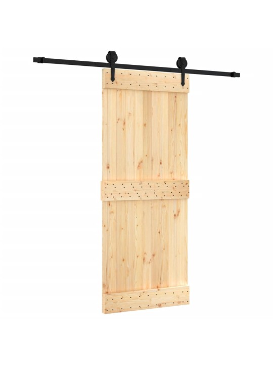 Posuvné dveře s kováním 85 x 210 cm masivní borové dřevo