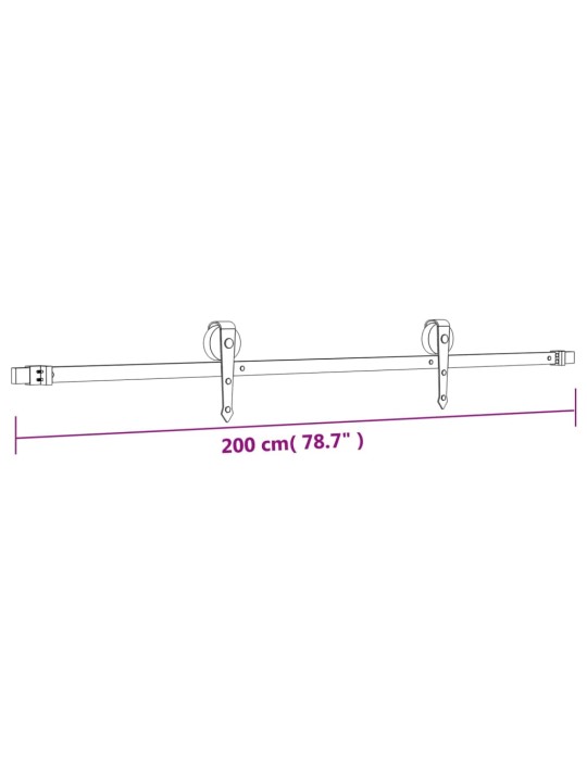 Posuvné dveře s kováním 85 x 210 cm masivní borové dřevo