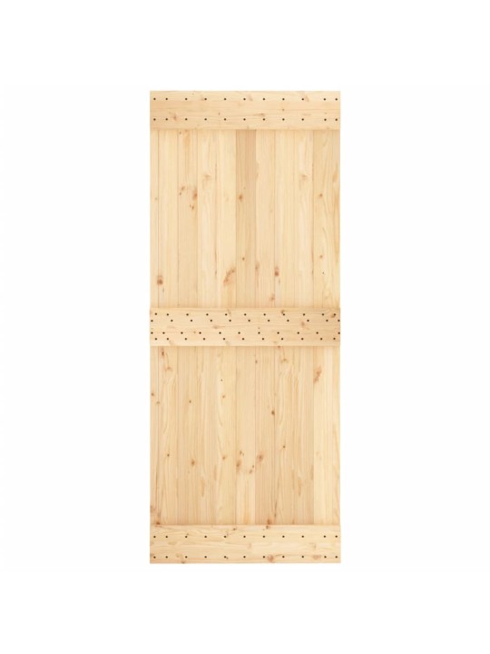 Posuvné dveře s kováním 85 x 210 cm masivní borové dřevo