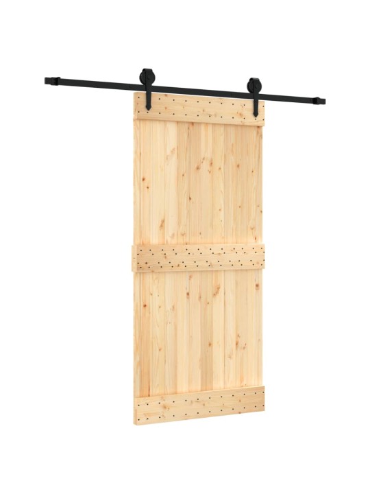Posuvné dveře s kováním 95 x 210 cm masivní borové dřevo