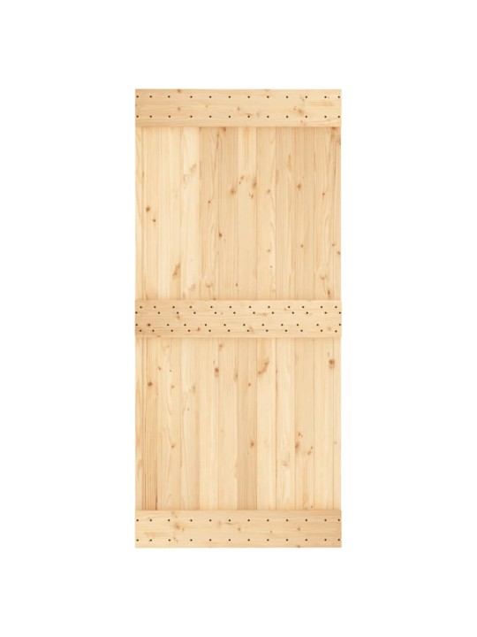 Posuvné dveře s kováním 95 x 210 cm masivní borové dřevo