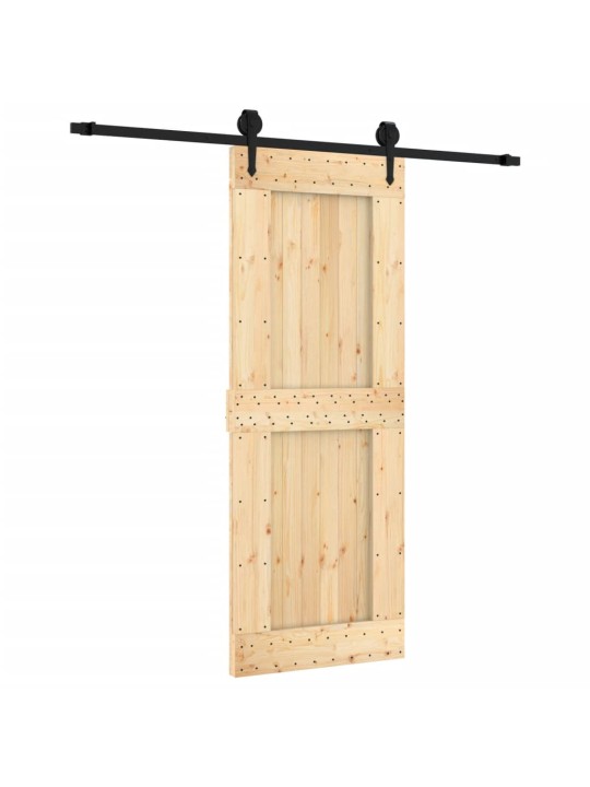 Posuvné dveře s kováním 80 x 210 cm masivní borové dřevo